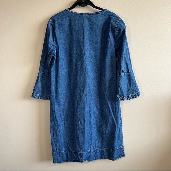 ✨ Draper James Embroidered Ruffle Chambray Denim Shift Dress 8 - Picture 9 of 13